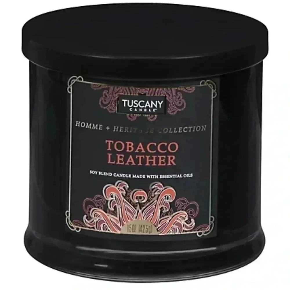 TUSCANY Candle Homme + Heritage Collection TOBACCO LEATHER Soy Blend 15 oz